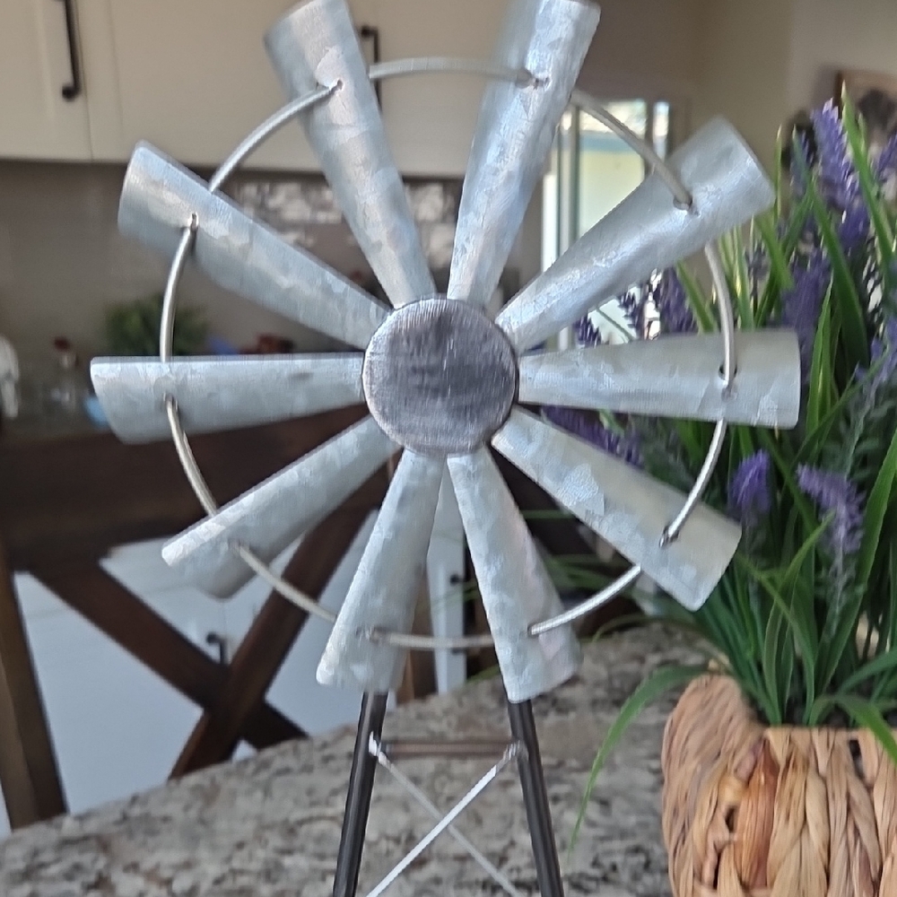 Decorative Metal Windmill Sculpture - Picture 3 of 6
